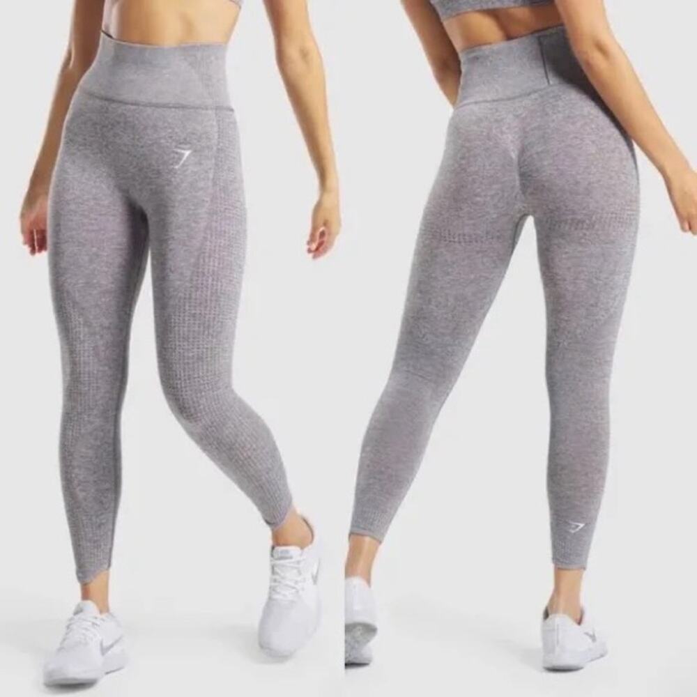 Gymshark Vital Boost Leggings Light Gray Marl Seamless Size XS